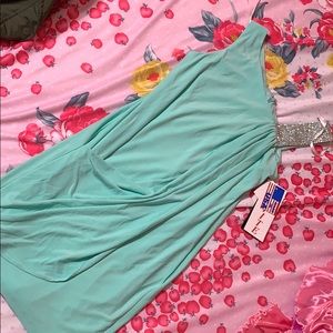 Formal mini dress (mint teal diamond )